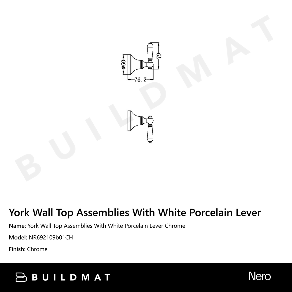 York Wall Top Assemblies With White Porcelain Lever Chrome