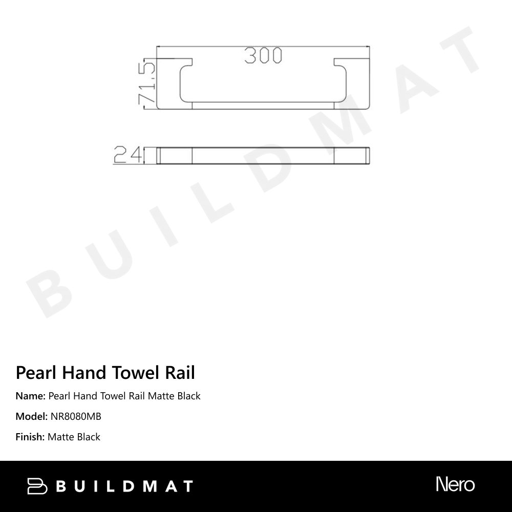 Pearl Hand Towel Rail Matte Black