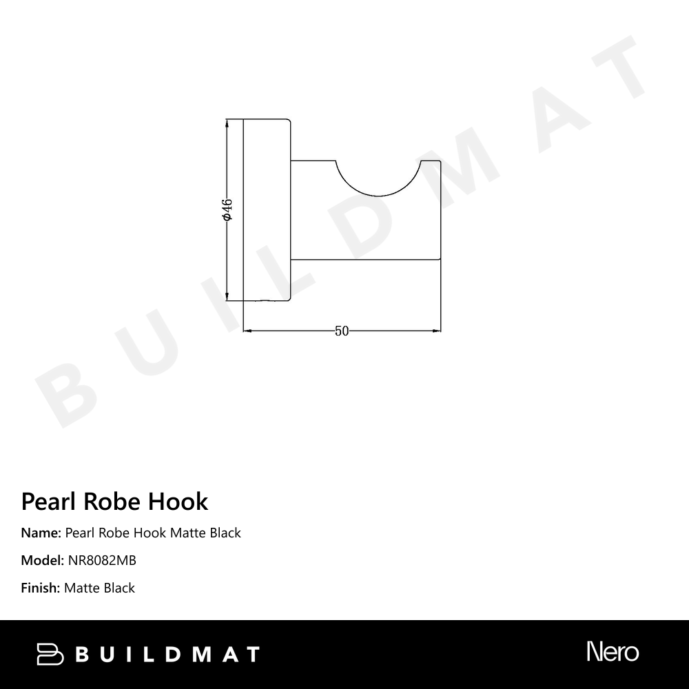 Pearl Robe Hook Matte Black