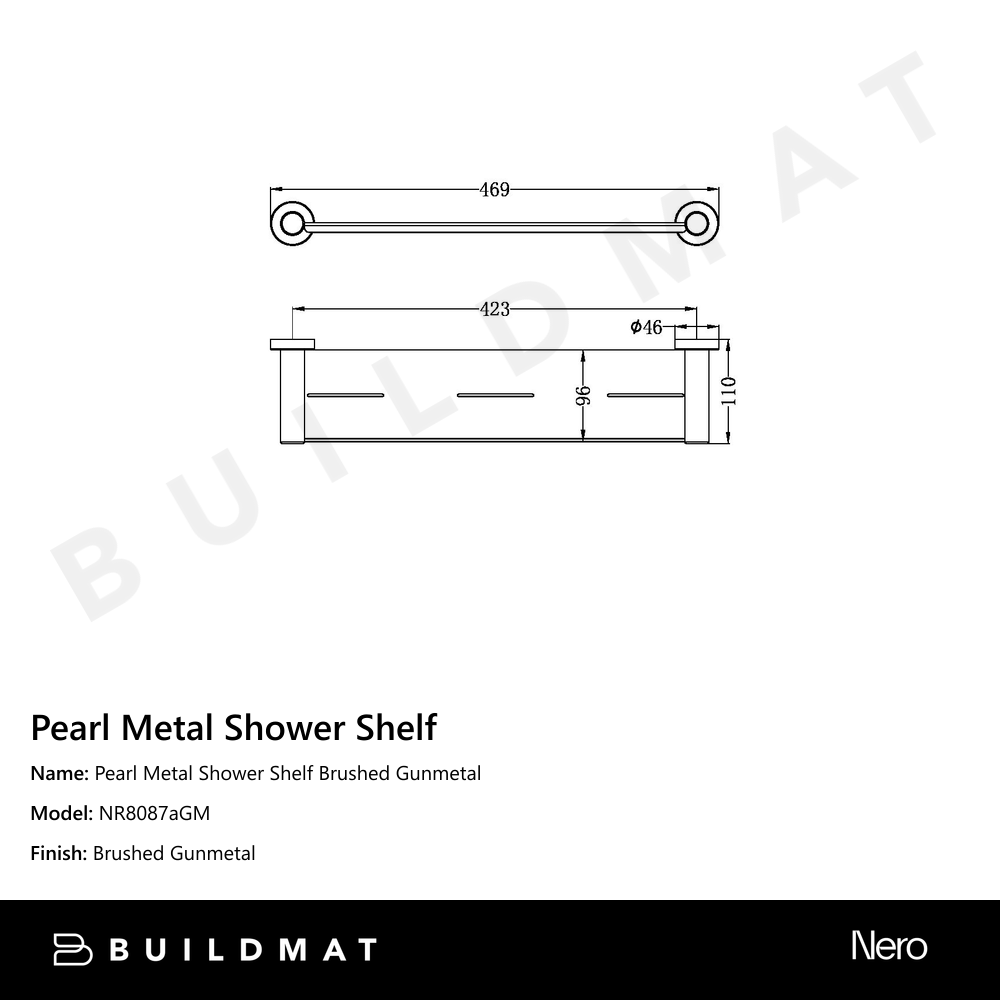 Pearl Metal Shower Shelf Gun Metal