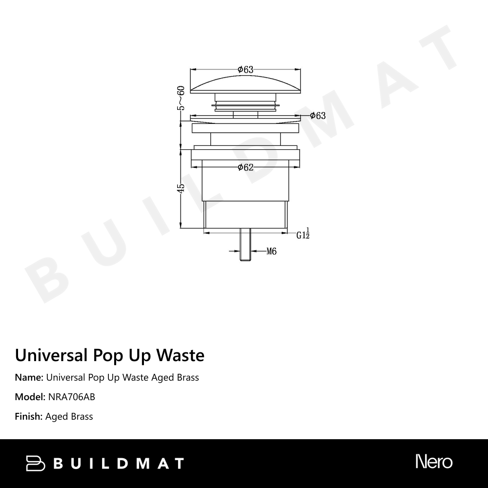 Universal Pop Up Waste Aged Brass