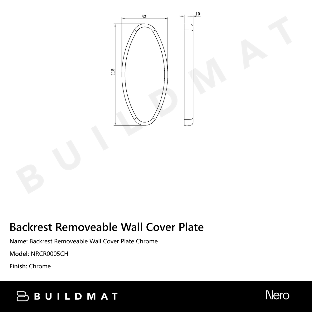 Backrest Removeable Wall Cover Plate Chrome