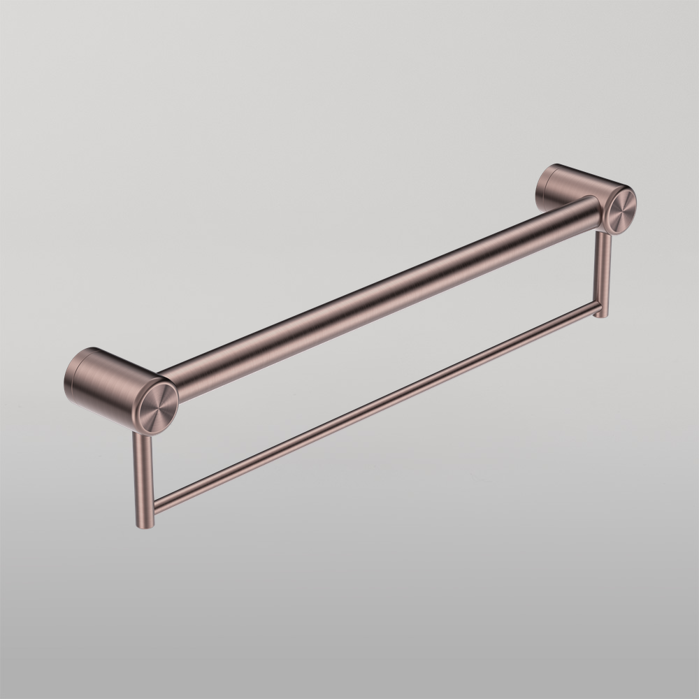 Mecca Care 32mm Grab Rail With Towel Holder 900mm Brushed Bronze