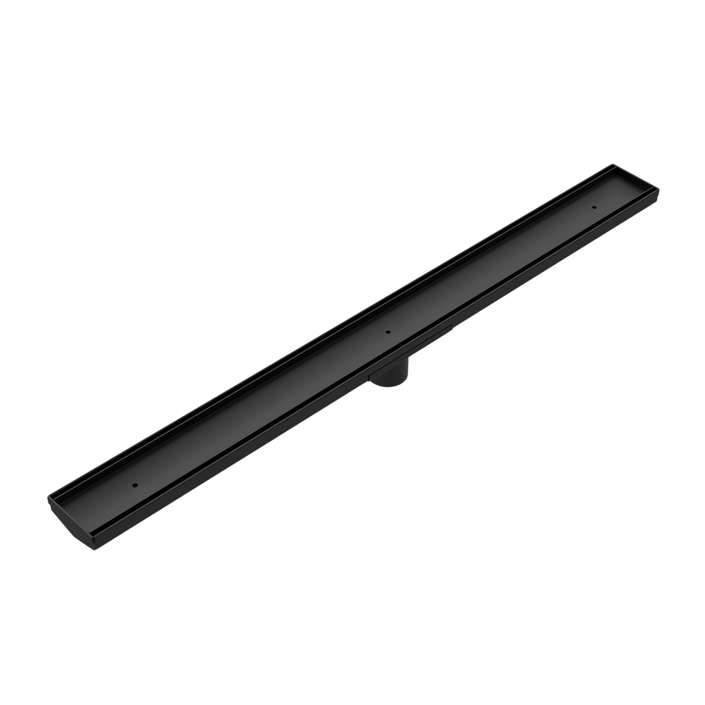 Tile Insert V Channel Floor Grate 50mm Outlet With Hole Saw Matte Black