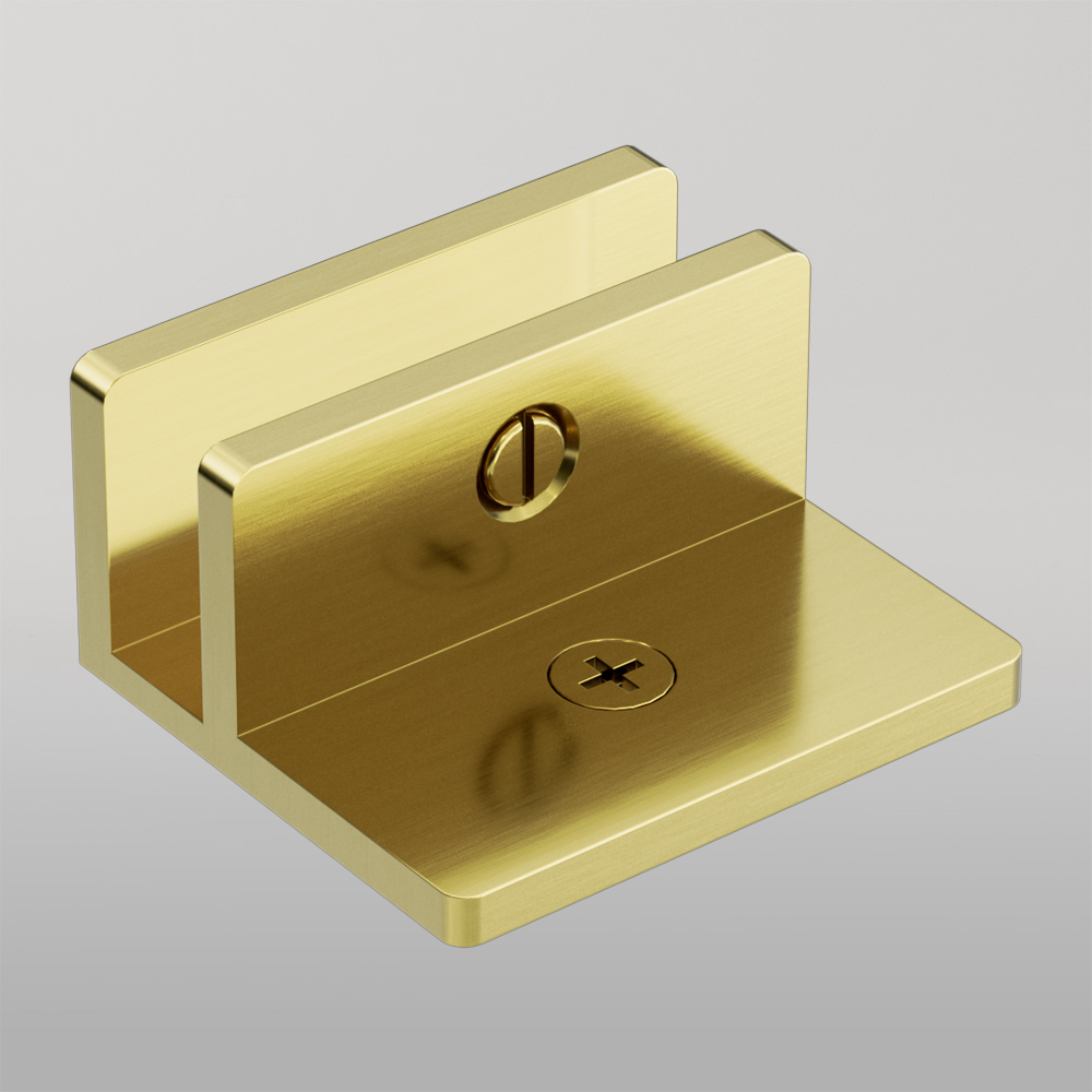 Shower F Bracket 10mm Glass Brushed Gold