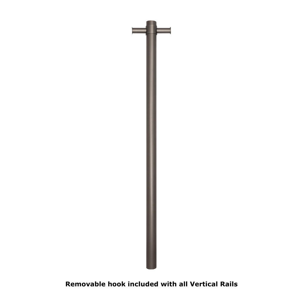 Straight Round Vertical Single Heated Towel Rail Brushed Gunmetal