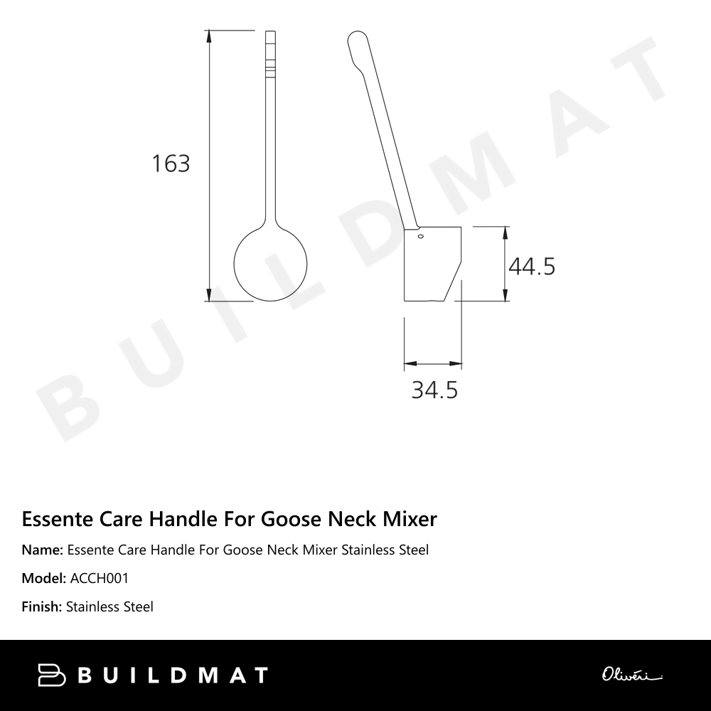 Essente Care Handle For Goose Neck Mixer Stainless Steel