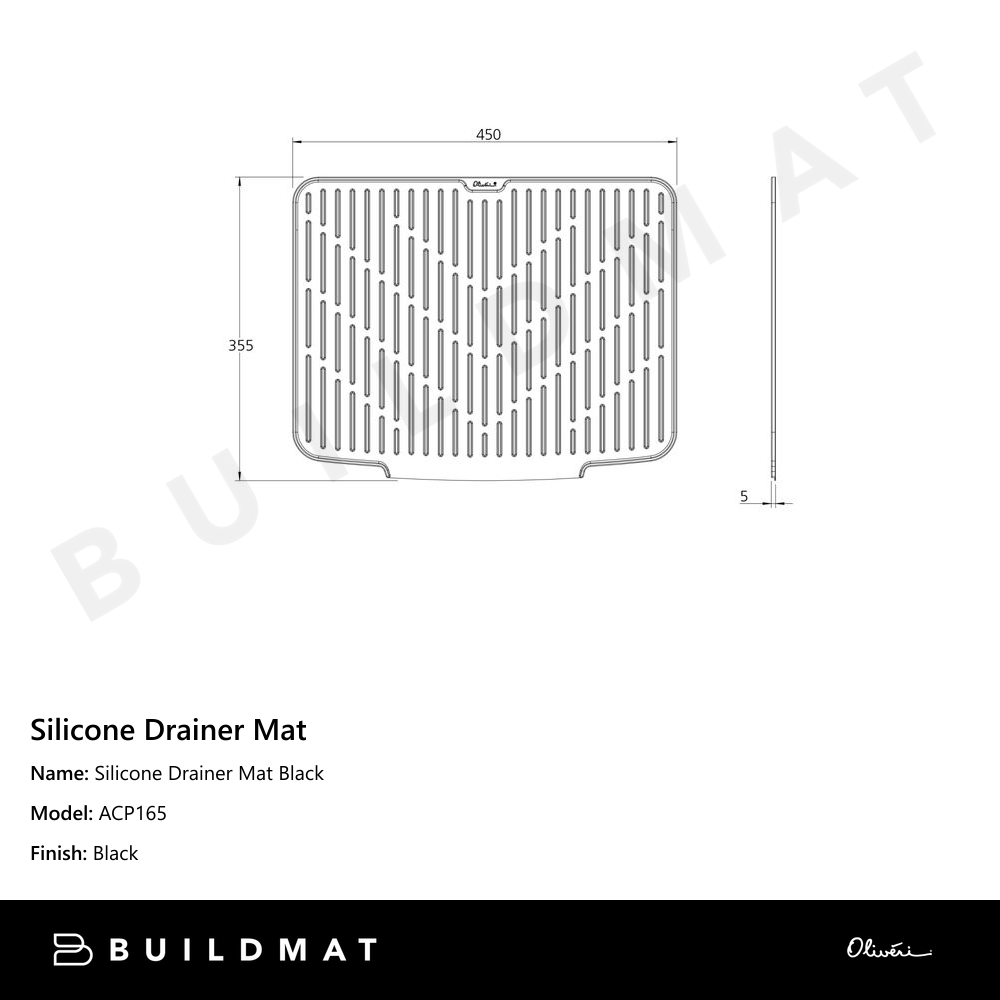 Silicone Drainer Mat Black