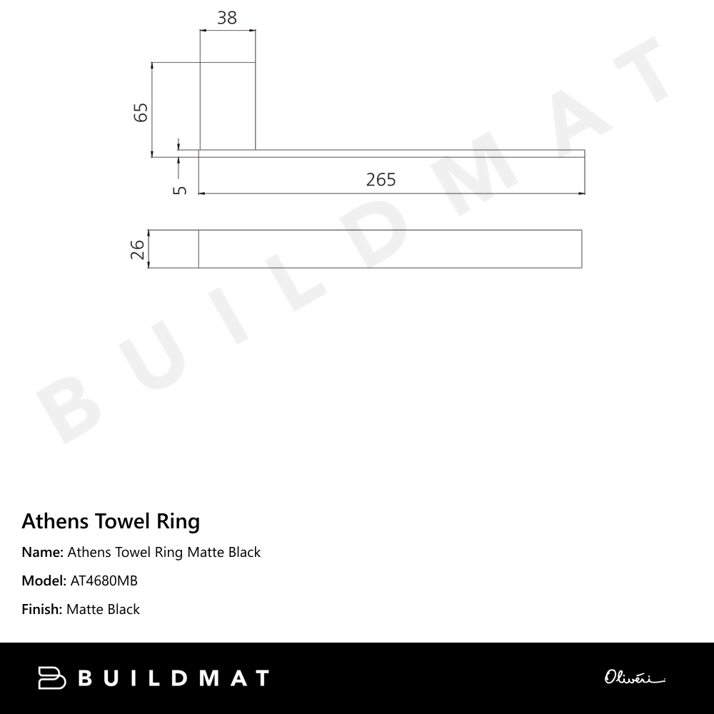 Athens Towel Ring Matte Black