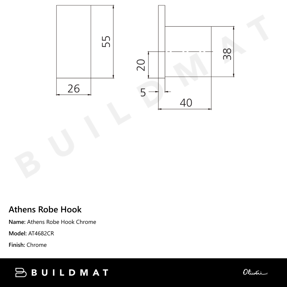 Athens Robe Hook Chrome