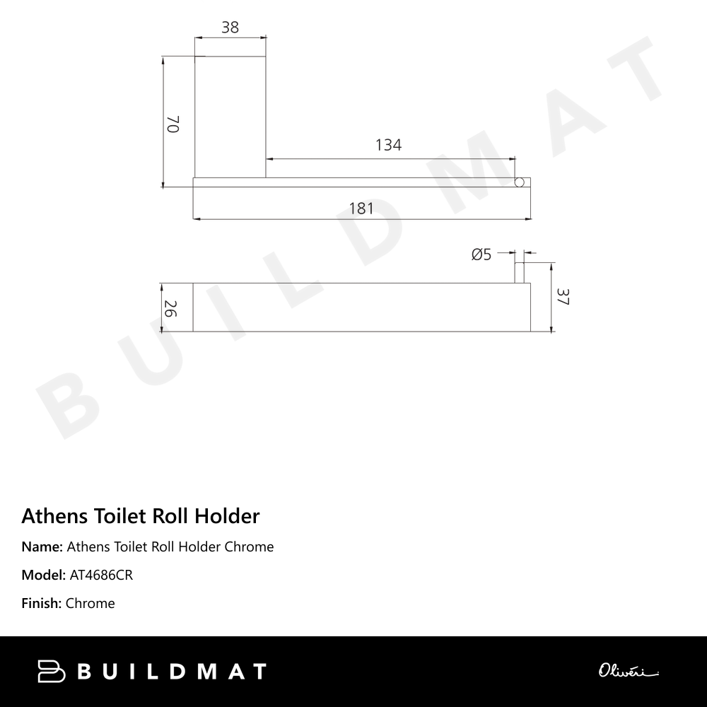 Athens Toilet Roll Holder Chrome