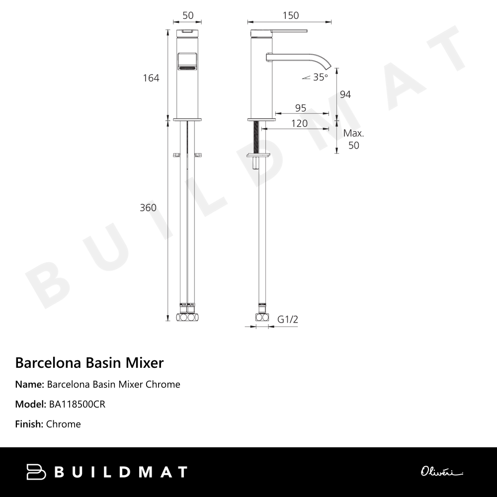 Barcelona Basin Mixer Chrome