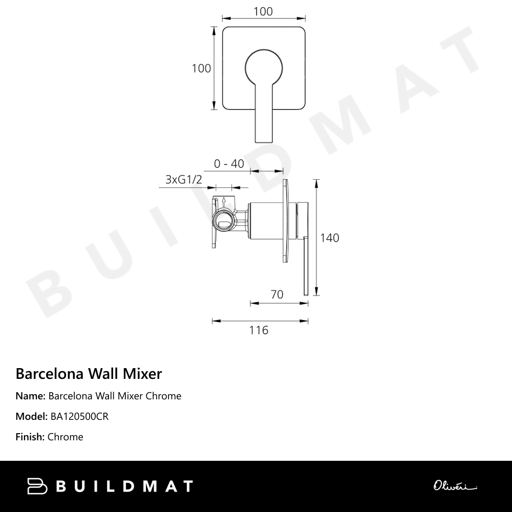 Barcelona Wall Mixer Chrome