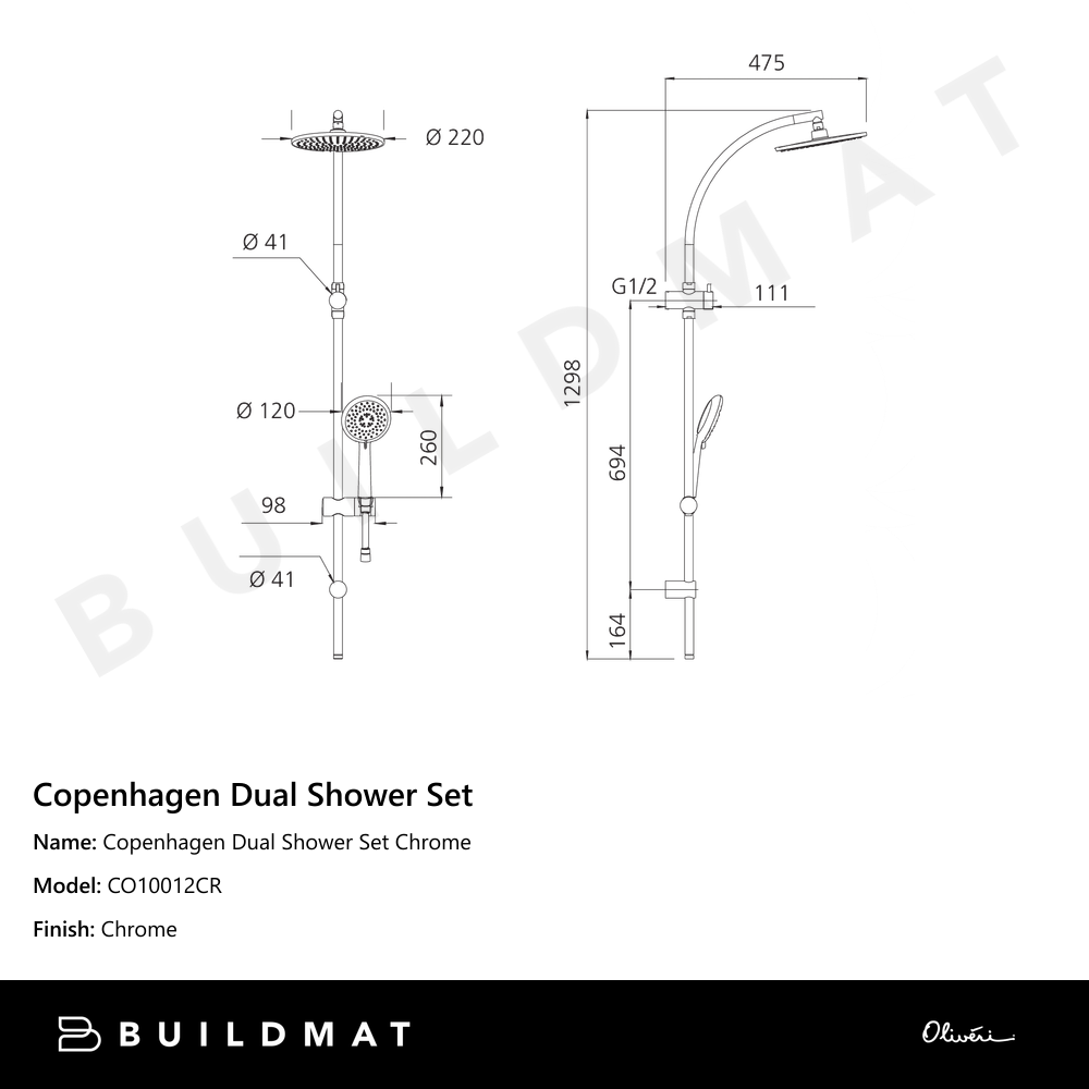 Copenhagen Dual Shower Set Chrome