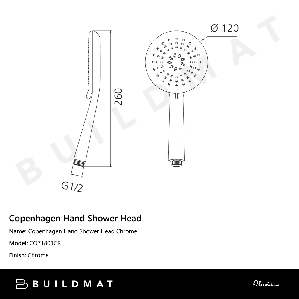 Copenhagen Hand Shower Head Chrome