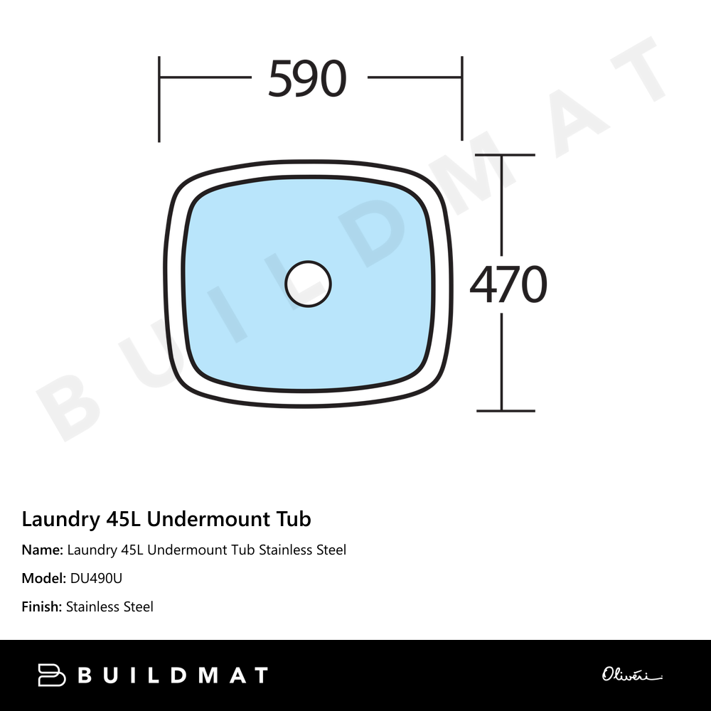 Laundry 45L Undermount Tub Stainless Steel