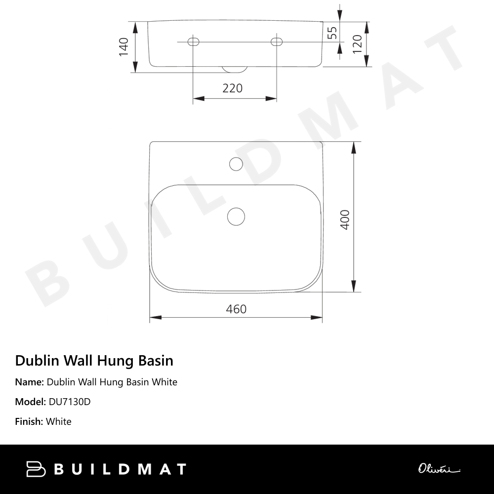 Dublin Wall Hung Basin White