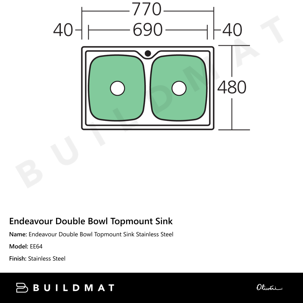 Endeavour Double Bowl Topmount Sink Stainless Steel