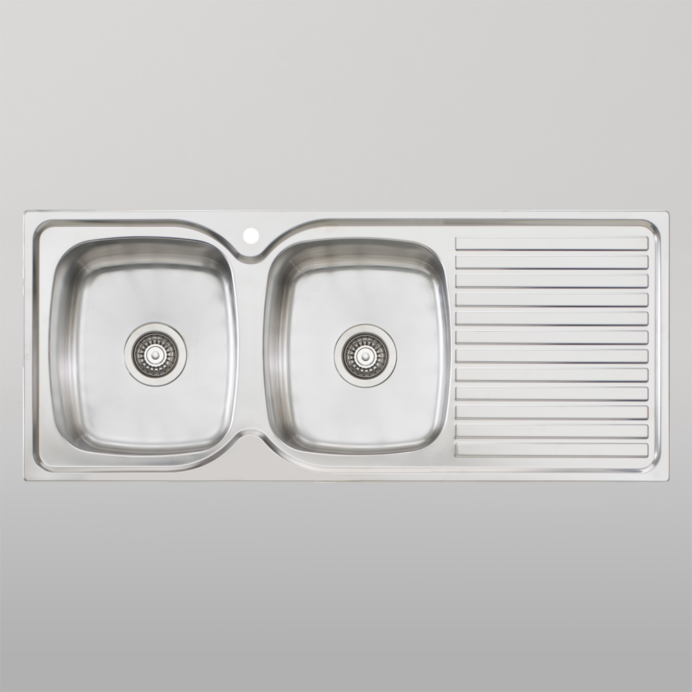 Endeavour Double Bowl Sink With Drainer Left Stainless Steel