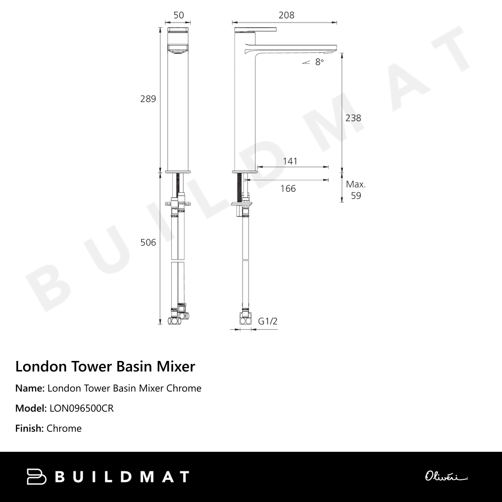 London Tower Basin Mixer Chrome