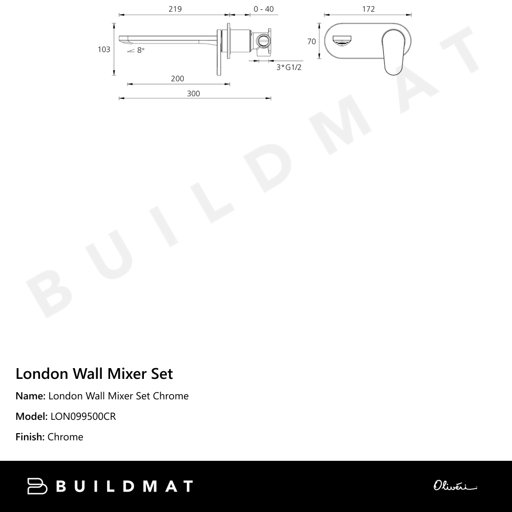 London Wall Mixer Set Chrome