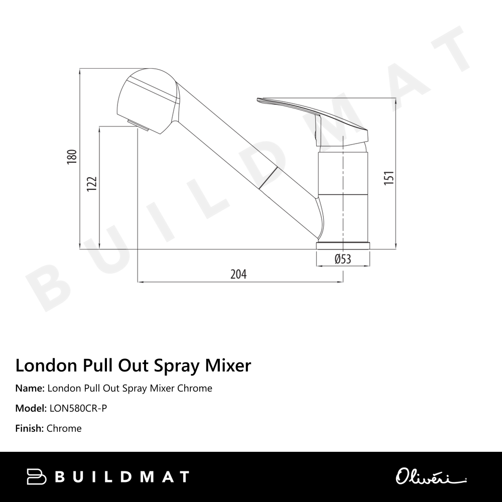 London Pull Out Spray Mixer Chrome