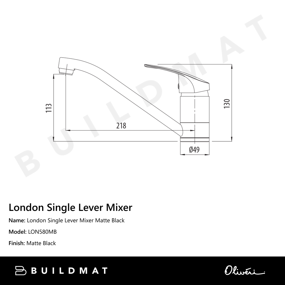 London Single Lever Mixer Matte Black