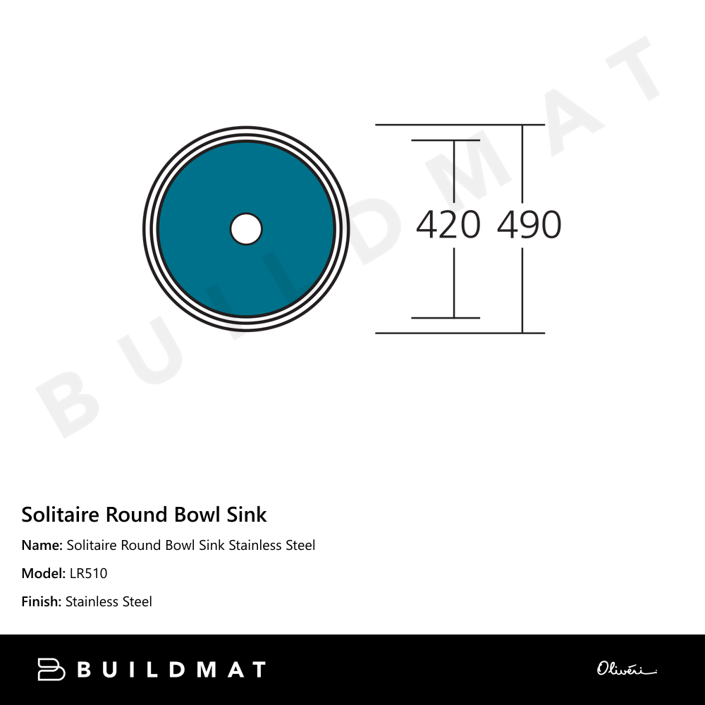 Solitaire Round Bowl Sink Stainless Steel