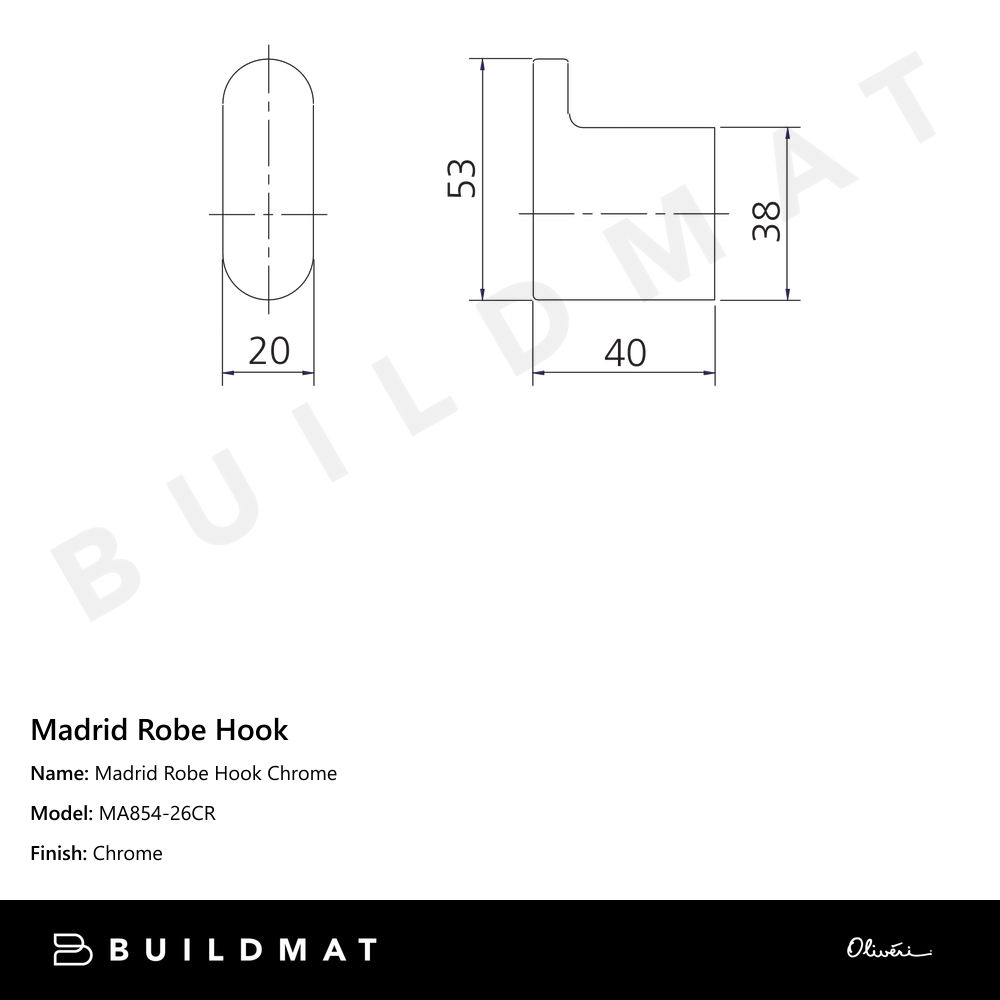 Madrid Robe Hook Chrome