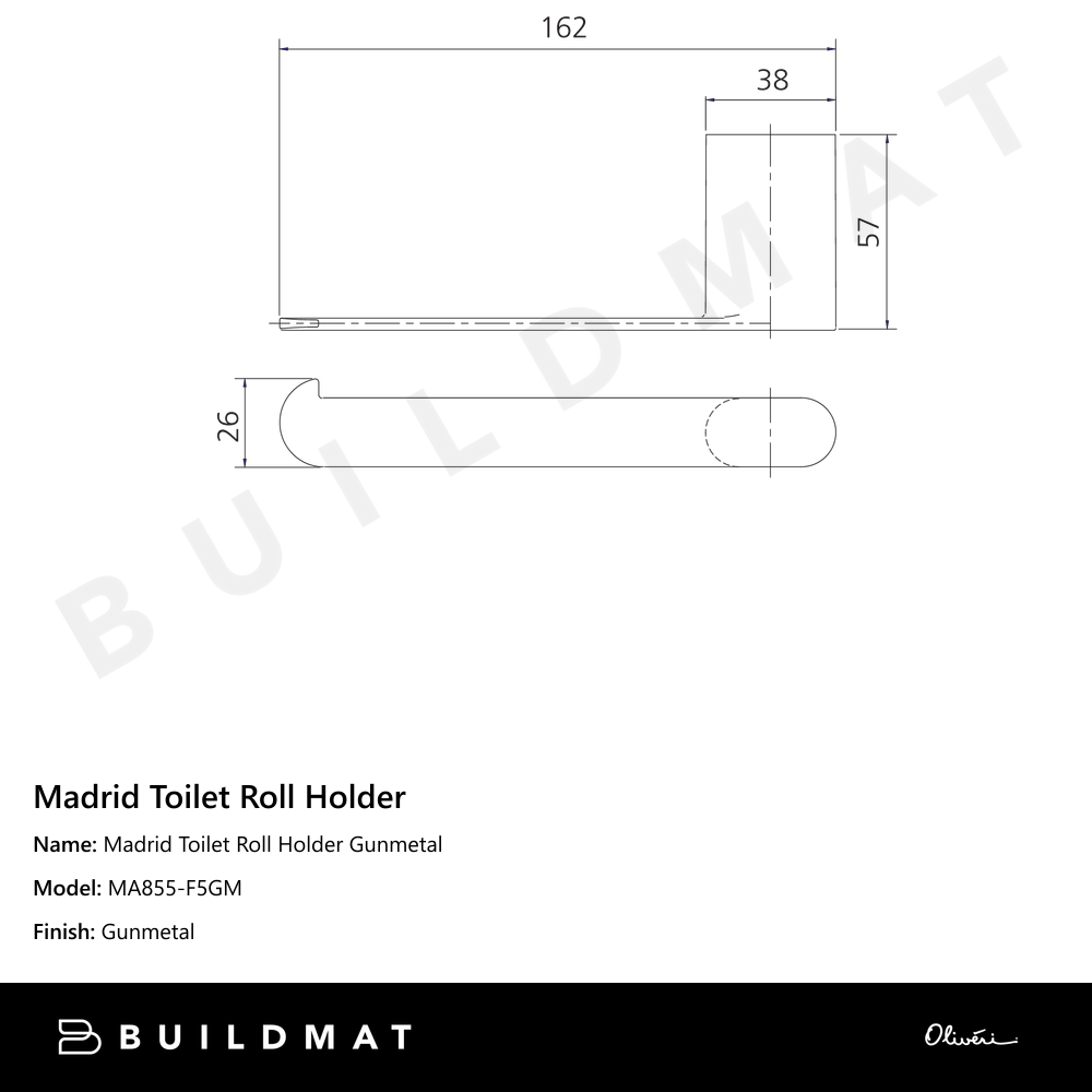 Madrid Toilet Roll Holder Gunmetal