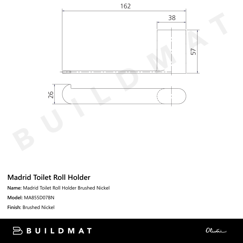 Madrid Toilet Roll Holder Brushed Nickel