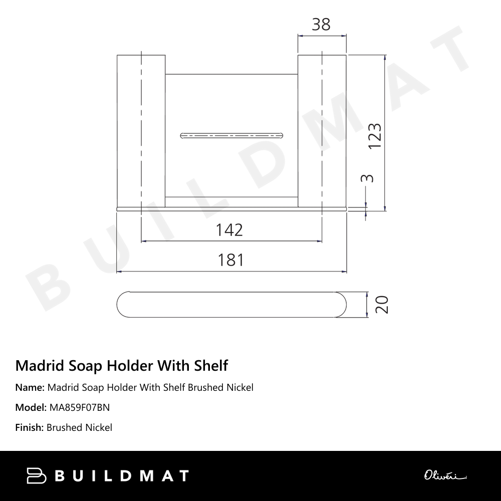 Madrid Soap Holder With Shelf Brushed Nickel