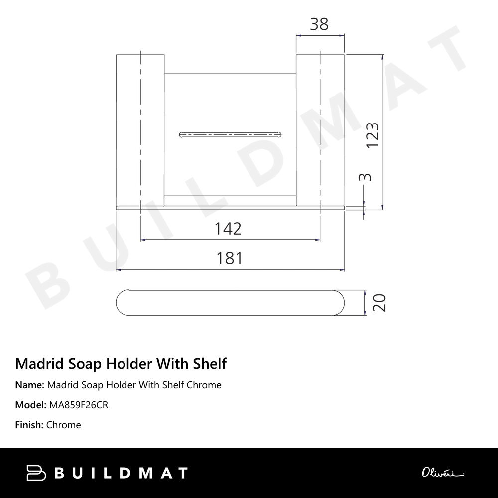 Madrid Soap Holder With Shelf Chrome