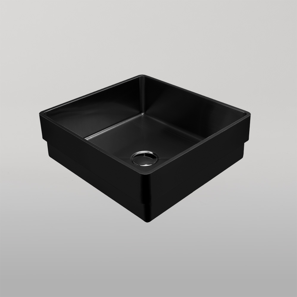 Milan Rectangular Stainless Steel Inset Basin Black