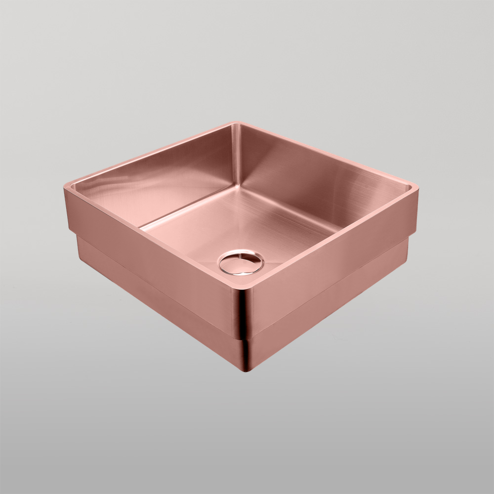 Milan Rectangular Stainless Steel Inset Basin Copper