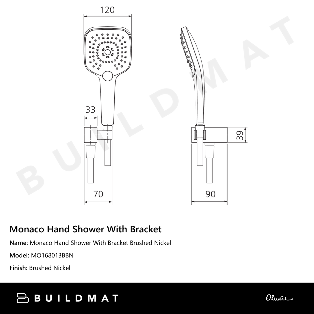 Monaco Hand Shower With Bracket Brushed Nickel