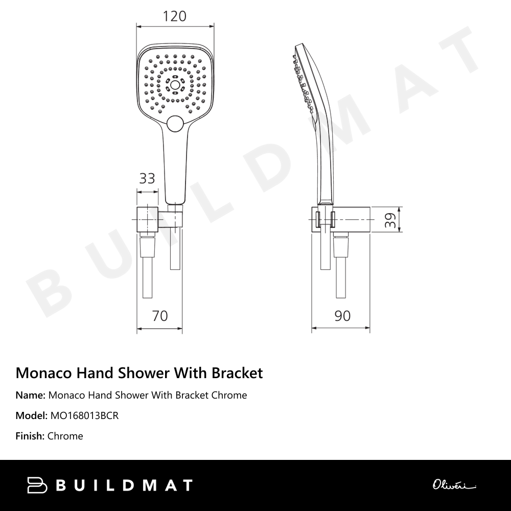 Monaco Hand Shower With Bracket Chrome