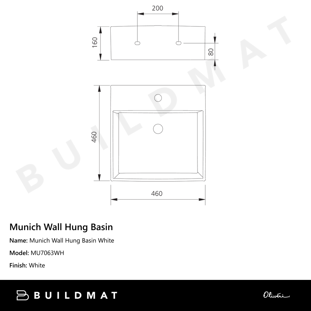 Munich Wall Hung Basin White