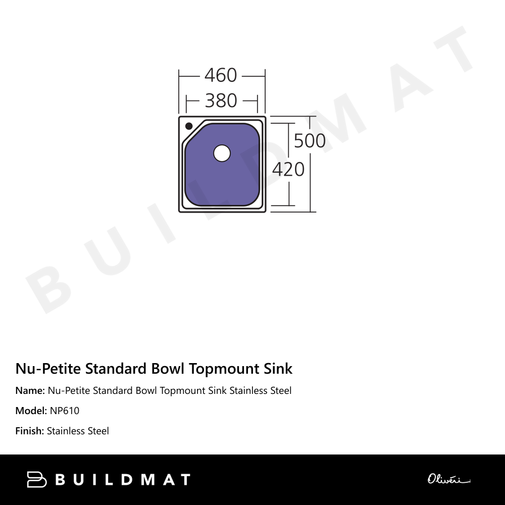 Nu-Petite Standard Bowl Topmount Sink Stainless Steel