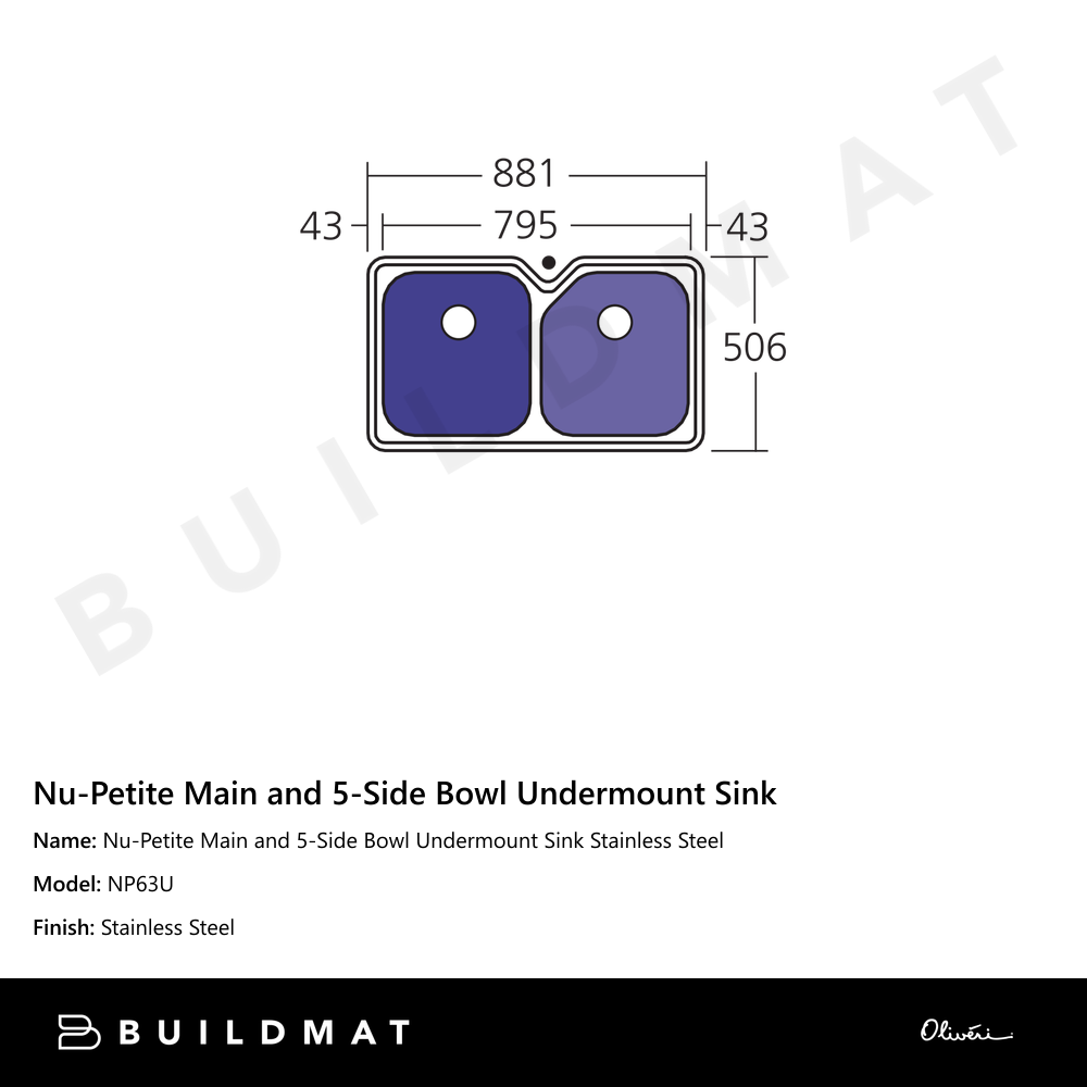 Nu-Petite Main And 5-Side Bowl Undermount Sink Stainless Steel