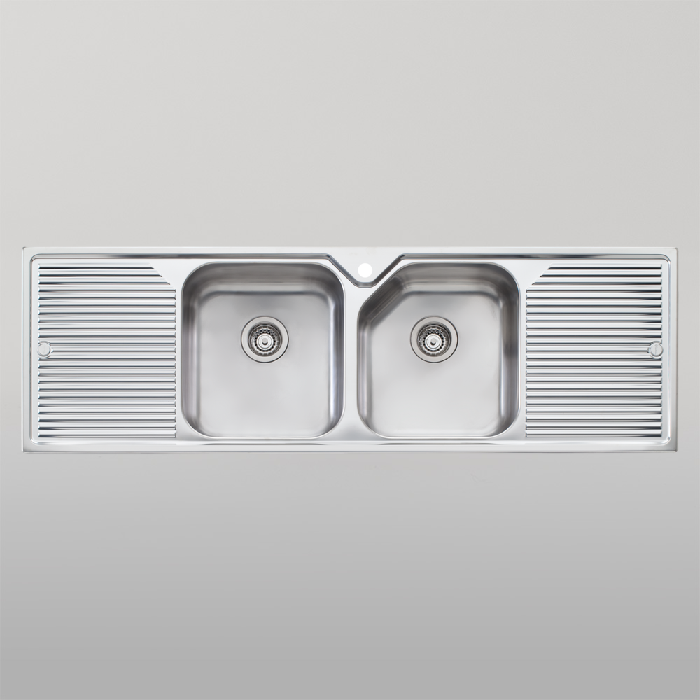 Nu-Petite Double Bowl Topmount Sink With Double Drainer Stainless Steel