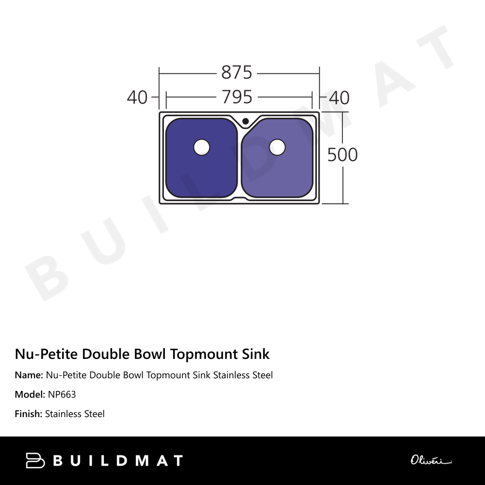 Nu-Petite Double Bowl Topmount Sink Stainless Steel