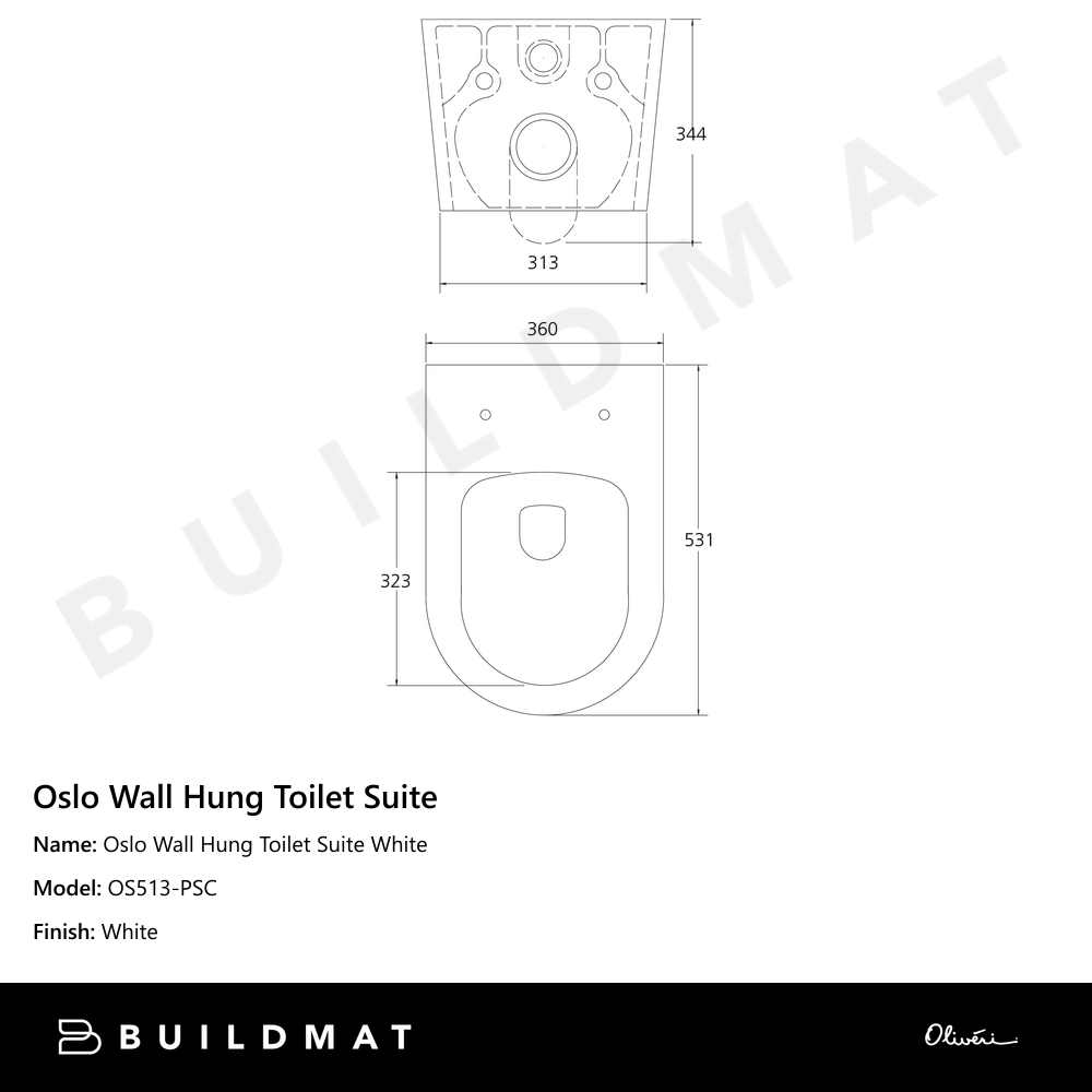 Oslo Wall Hung Toilet Suite White