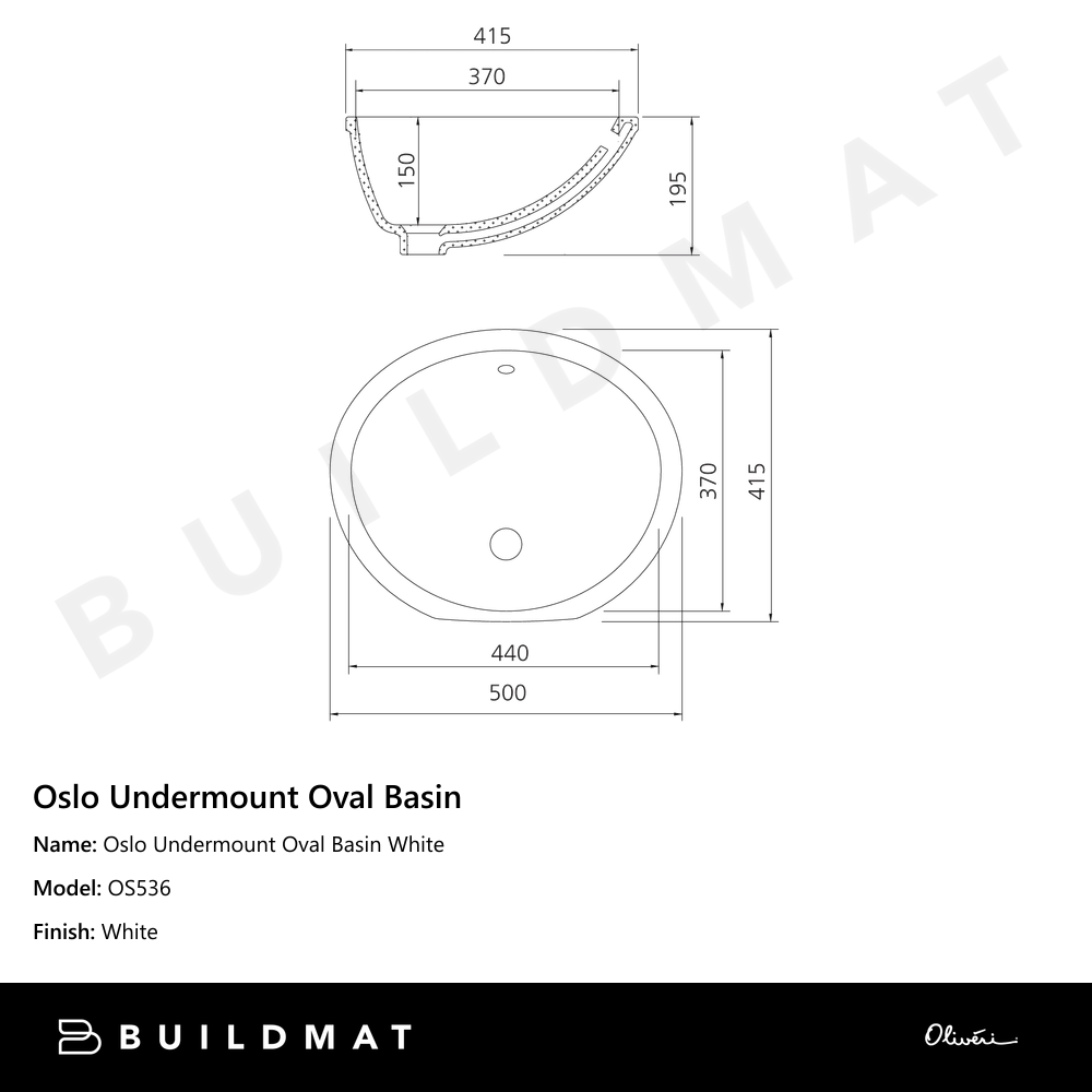 Oslo Undermount Oval Basin White