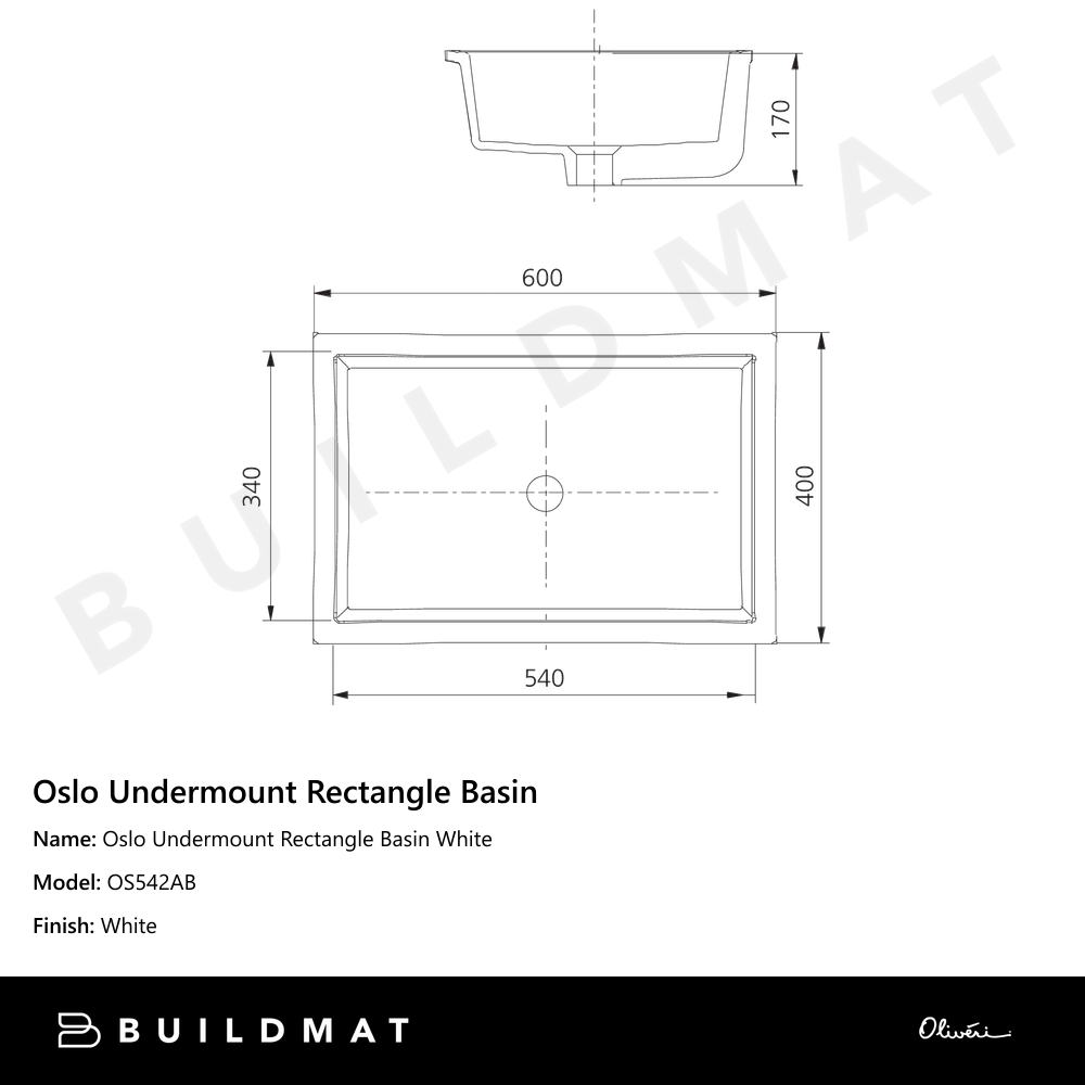 Oslo Undermount Rectangle Basin White