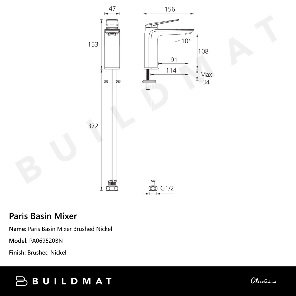 Paris Basin Mixer Brushed Nickel