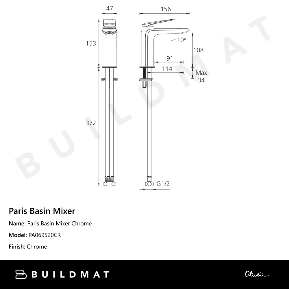 Paris Basin Mixer Chrome