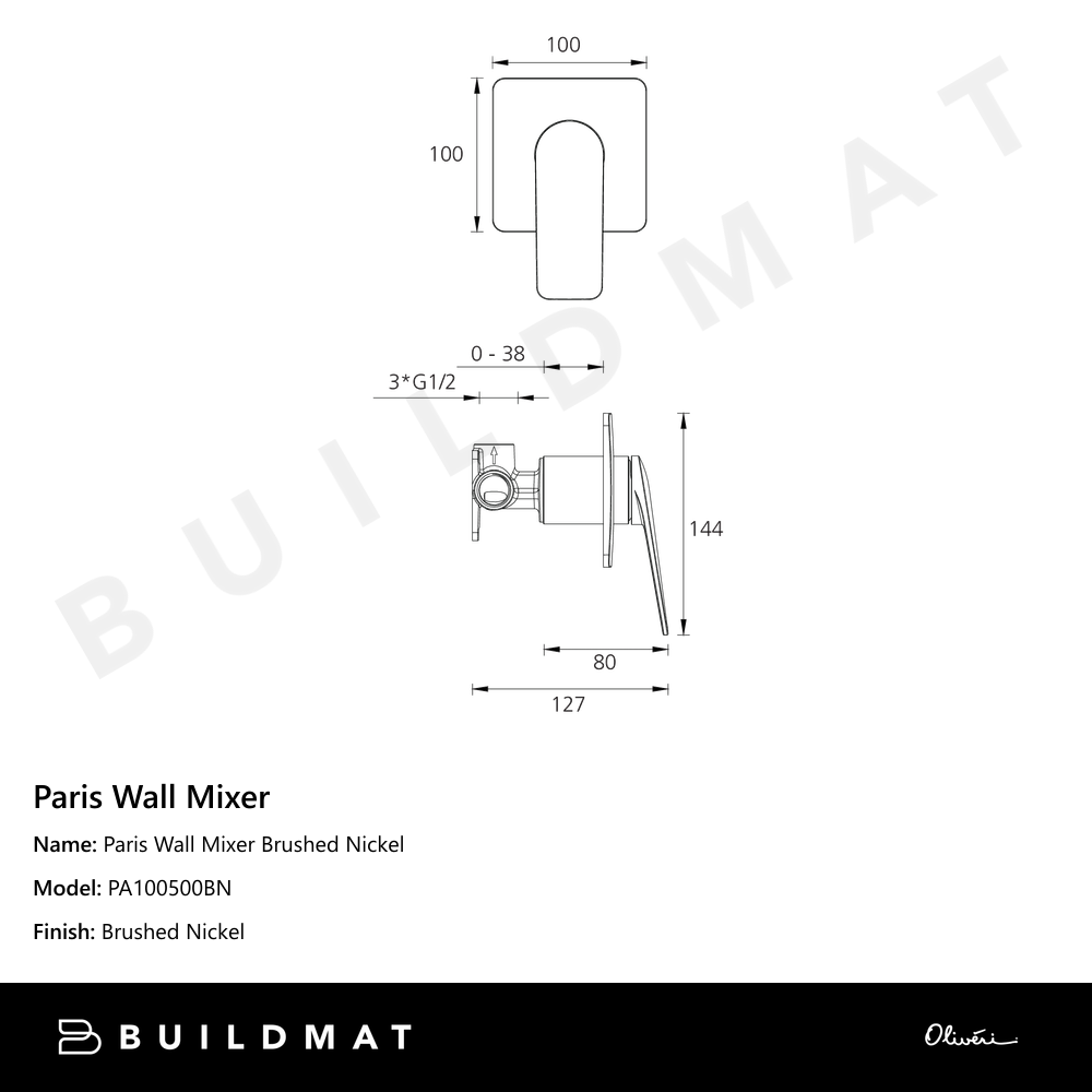 Paris Wall Mixer Brushed Nickel