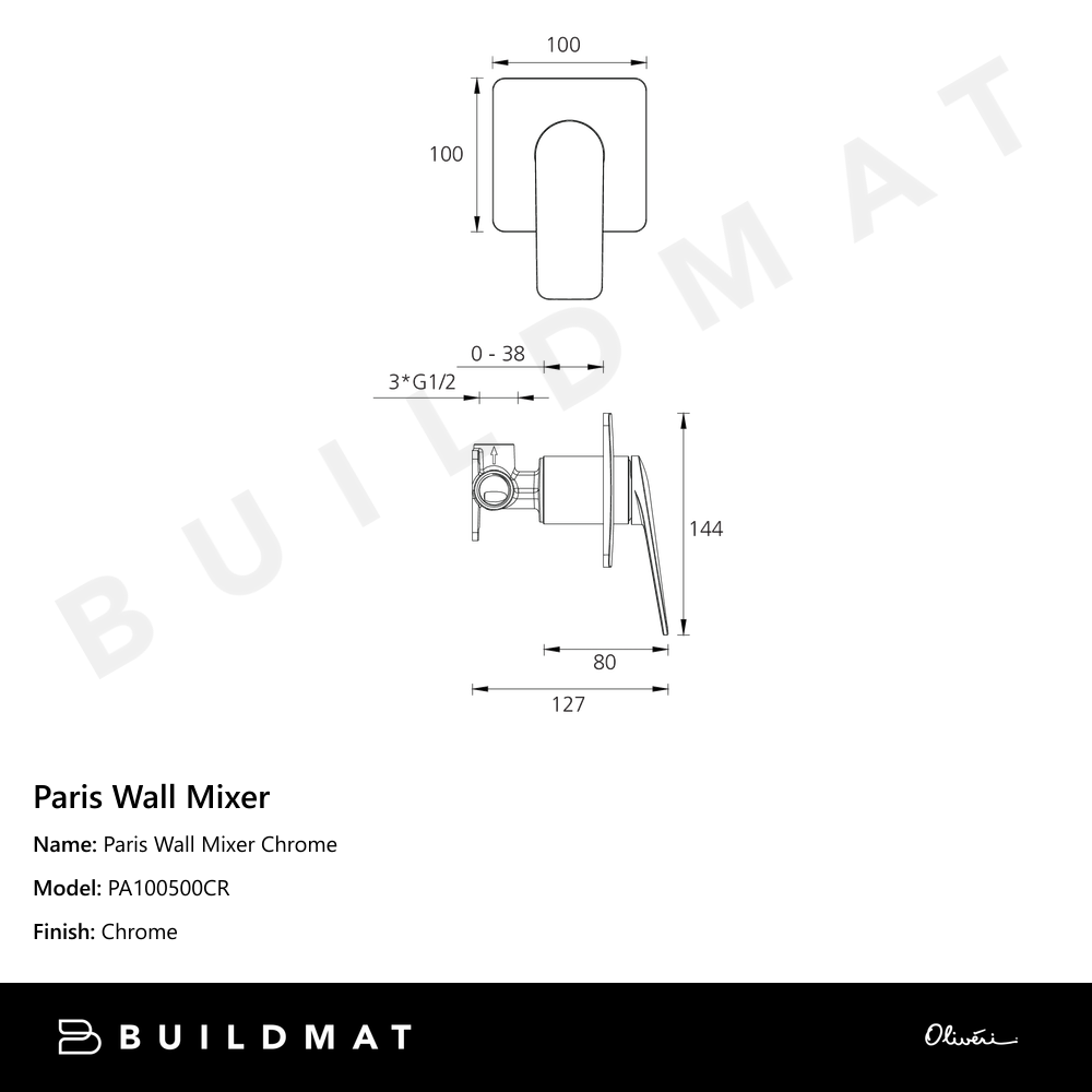 Paris Wall Mixer Chrome