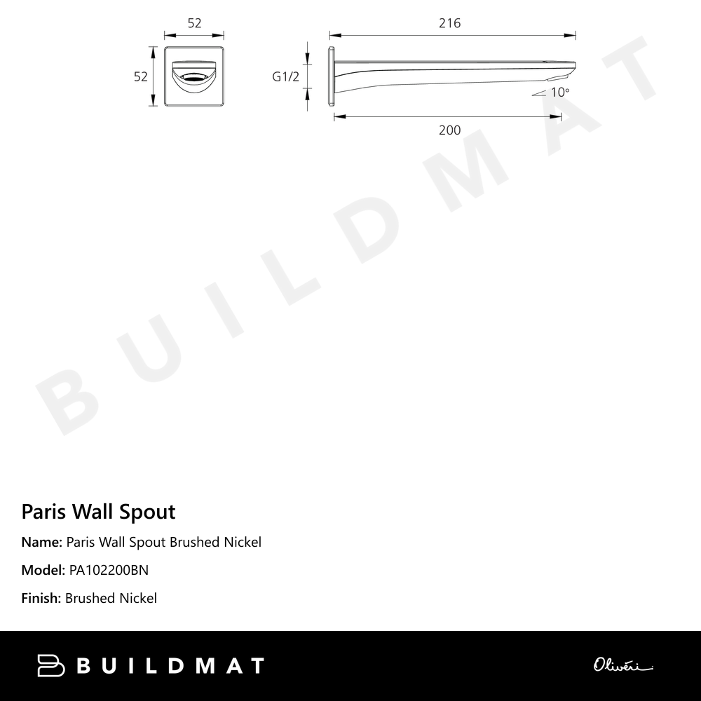 Paris Wall Spout Brushed Nickel